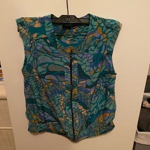 Colorful Green & Blue Reptile Printed Silk Tank